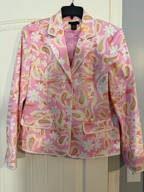 Grace Elements Pink Paisley & Daisy Print Blazer